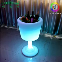 

High foot glass shape LED beverage ice bucket coolers & holders for wedding event & parties