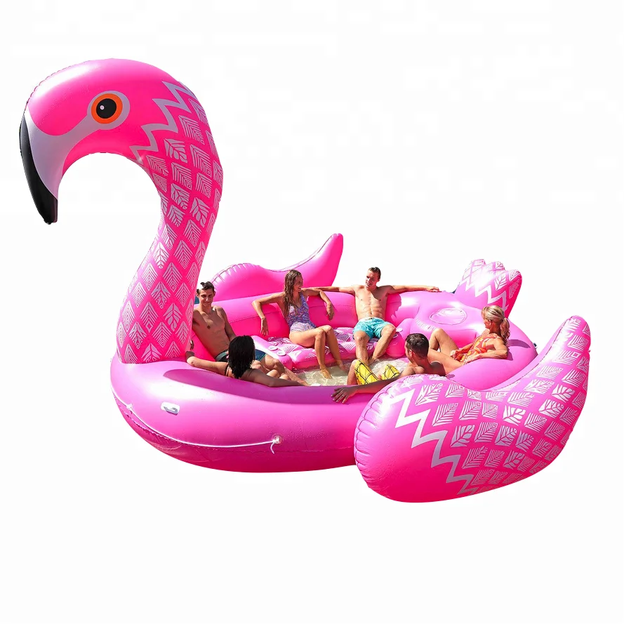 

wholesale inflatable pool island 6 places, giant flamingo unicorn peacock 6 person inflatable floating island lounge, Same with photo or customized