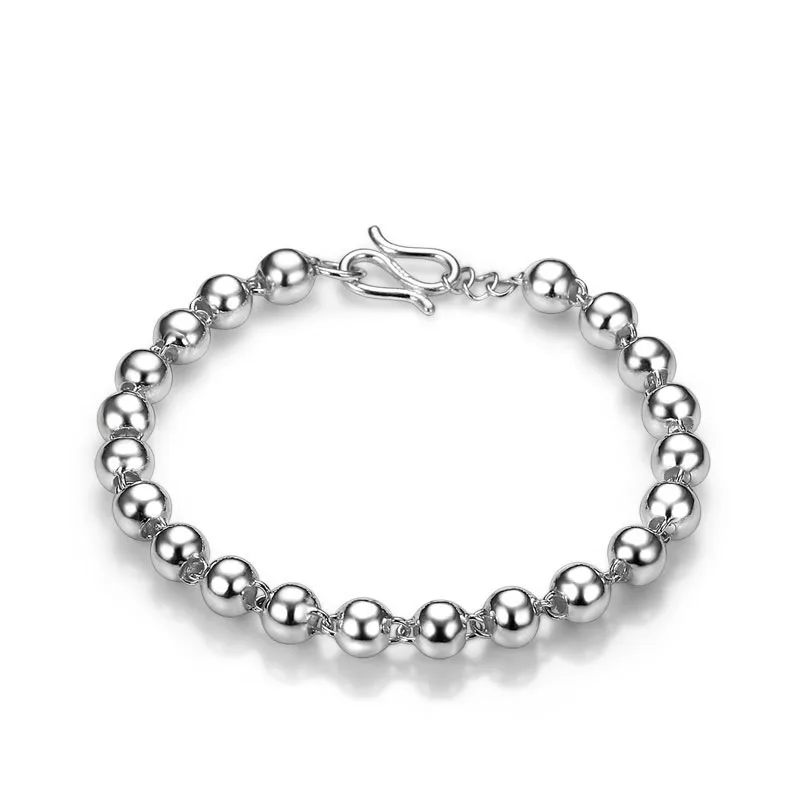 

100% Real 925 Sterling Silver Men Bracelet 6MM Silver Bracelets For Men Designs Image, White