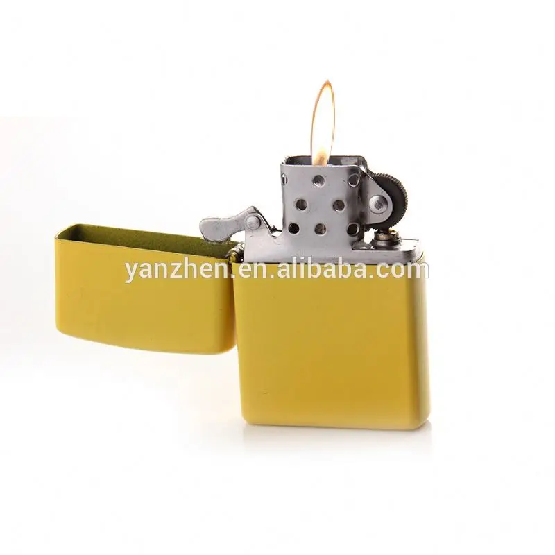 

Yan Zhen 101 Factory direct sales cover flip windproof metal oil lighter, Yellow painting