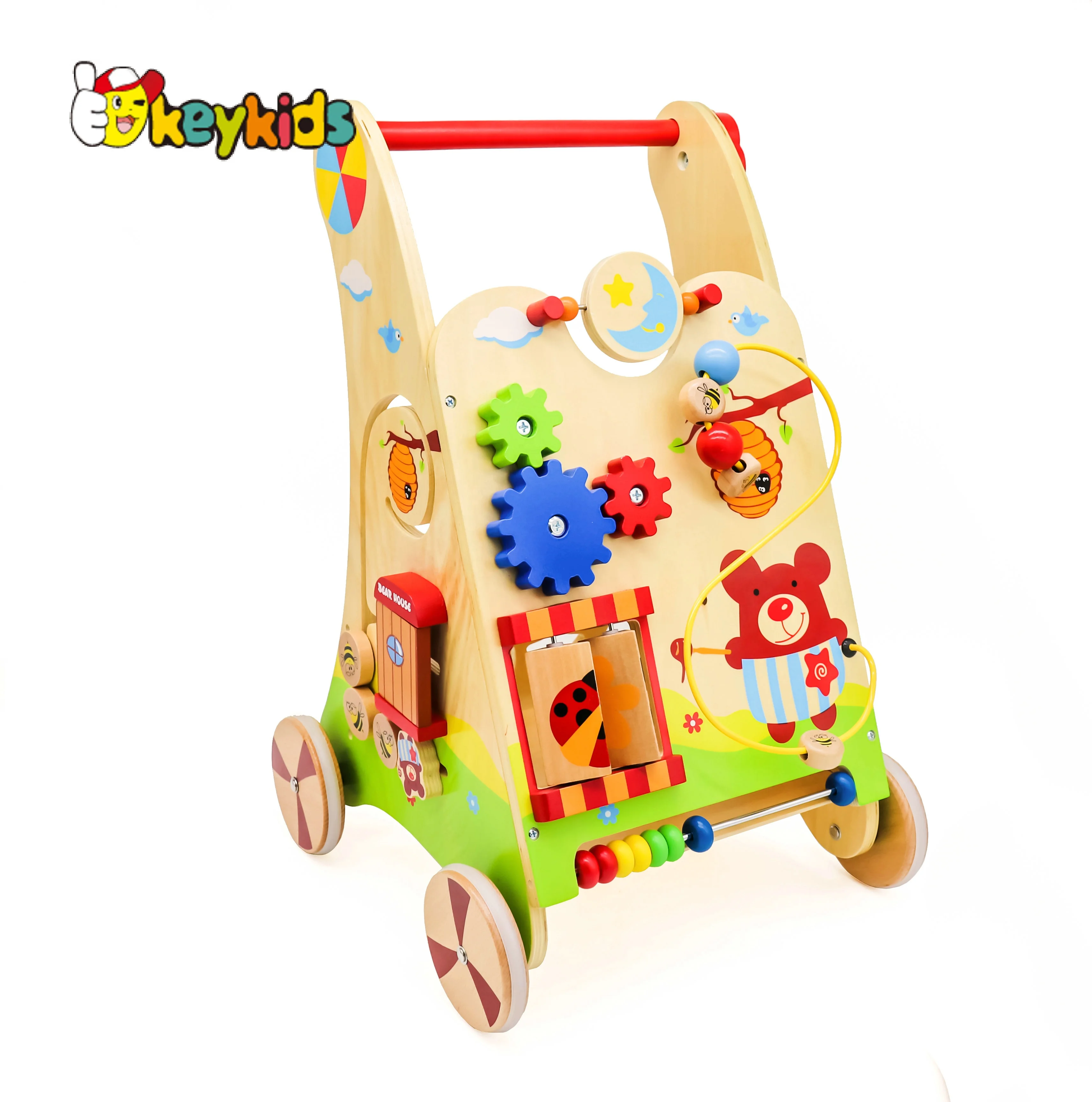 2019 Top sale educational wooden baby play walker wholesale W16E034