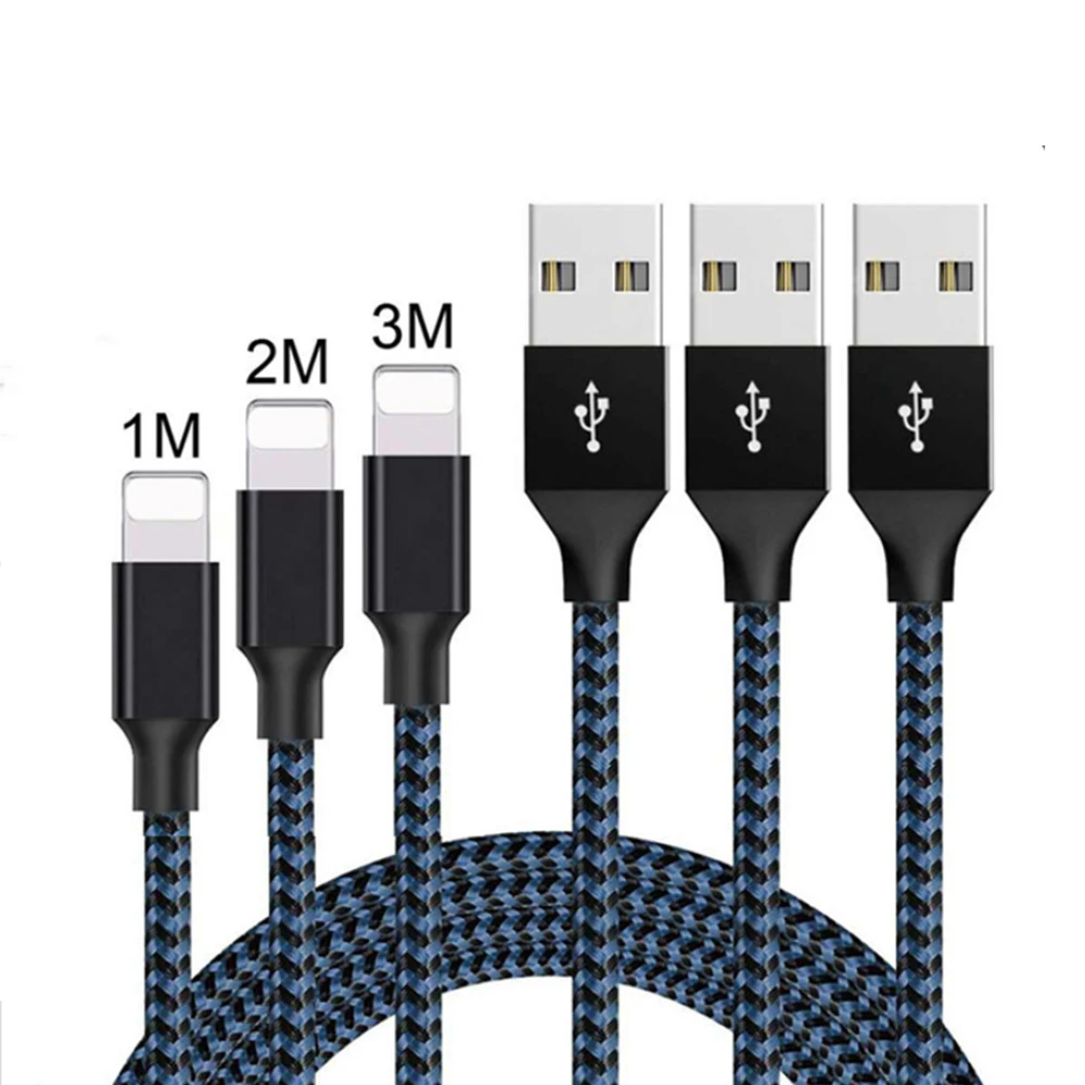 

Top Quality Nylon Braided Cable For iPhone 7 Plus IOS 11 USB Sync Data Charging Cable For iPhone Xs Xr Max For iPhone Cable, Multi color