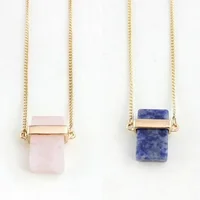 

Custom Shape Natural Rose Quartz Cuboid Pendant Necklace