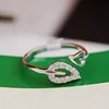 Women's favorite full expression of love adjustable peach leaves Crystal ring personalized style couple gifts women fancy rings