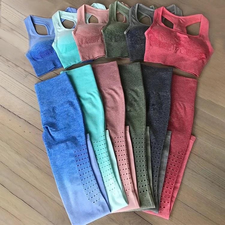 

Ombre Scrunch Butt Leggins Women Fitness Sports High Waist Gym Leggings With Top