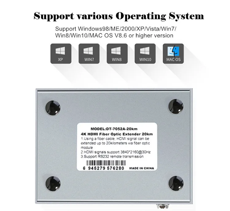 4k Hdmi Fiber Optic Extender 300m 10km 20km 40km Ir Rs232 Transmitter