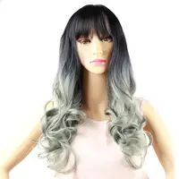 

Ombre Colour Synthetic Wigs for Women Long Natural Wavy Full Synthetic Hair Wig Most With Bangs Machine Made Wig For Fashion