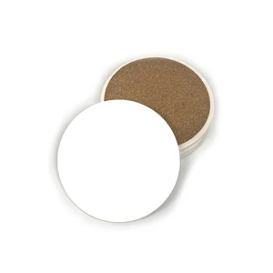 blank white ceramic tile coaster with cork back