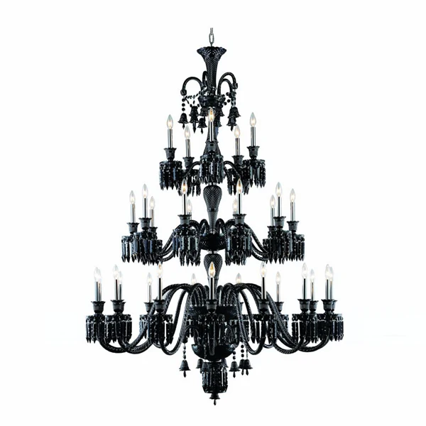 Traditional vintage black Baccarat crystal chandelier museum decoration