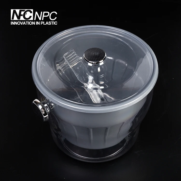 Double Wall Plastic Acrylic Ice Bucket With Lid And Tong Buy Clear