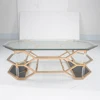 Simple design glass top tea table stainless steel arcylic tube table CT5728