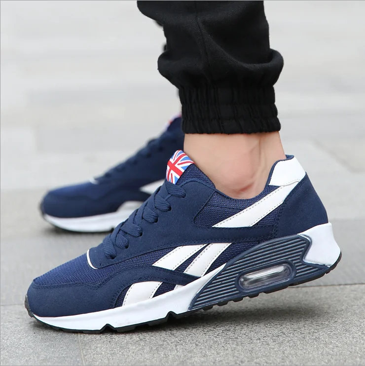 

ZY0914A splciing color new casual shoes men running sneakers, Black/blue/red