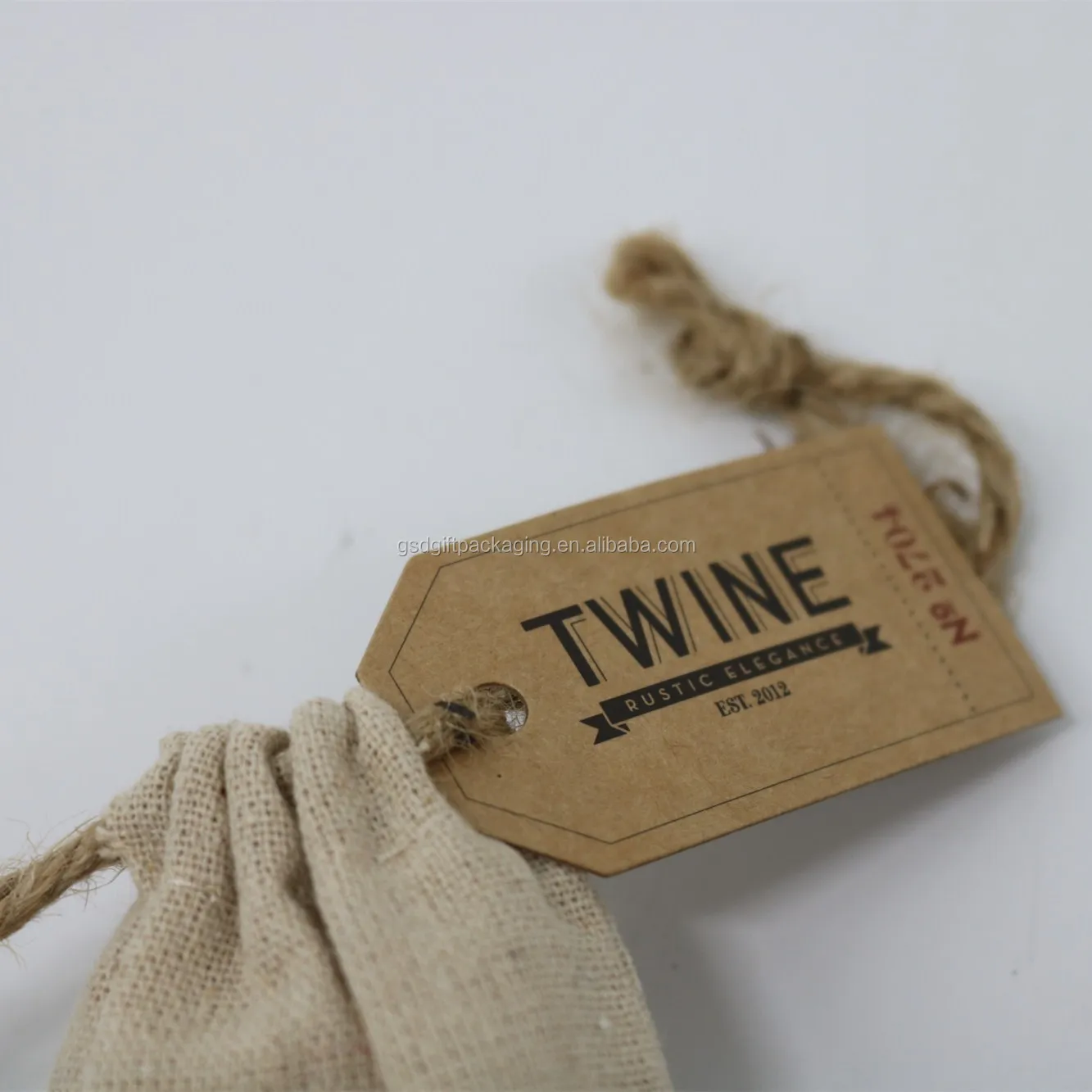 Wholesale  Natural Small Drawstring Gift Linen Bag With Custom Logo and Tag .jpg