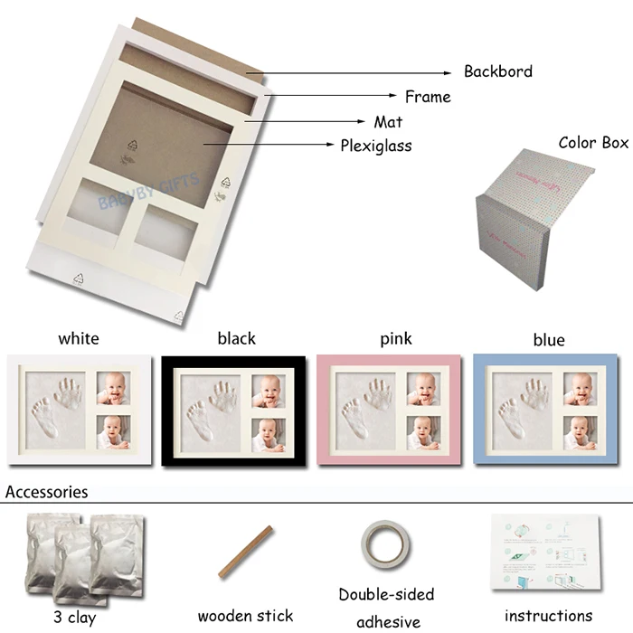 New arrivel Air Dry CLAY Baby Child photo frame Foot Hand Print