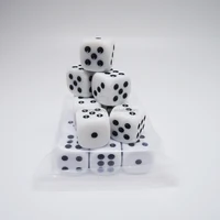 

White Color Plastic Standard 16mm 6 sided Rounded Corner Dot Dice for Board Game