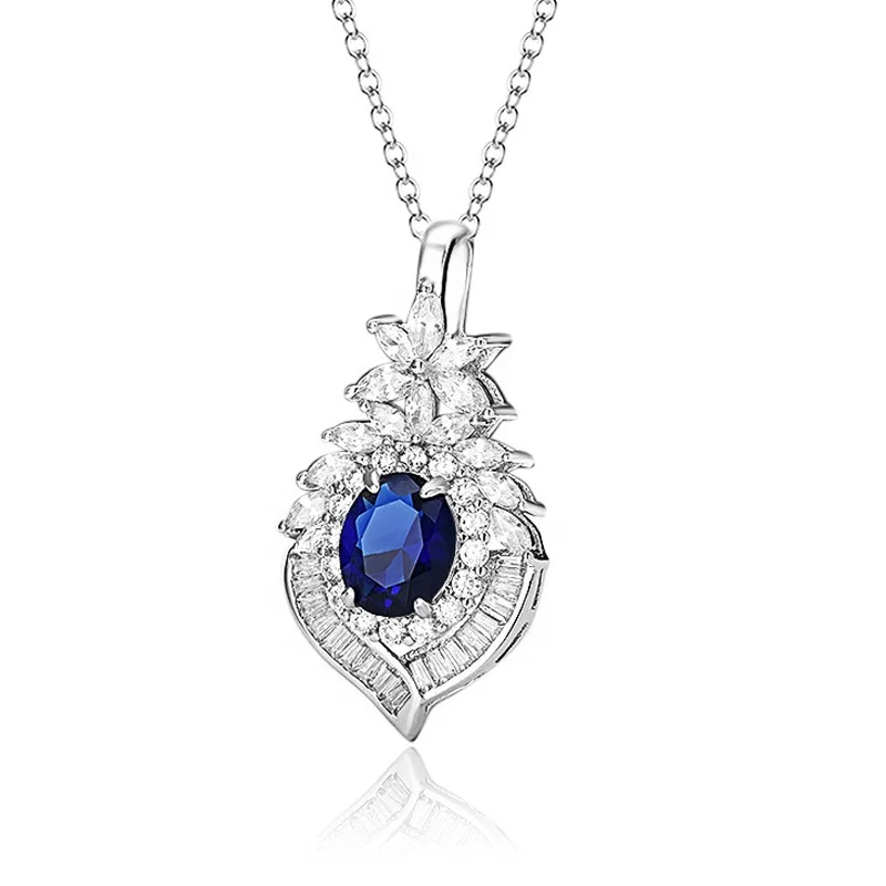

2019 New Item 925 Sterling Silver Pendant with blue Gemstone, Platinum 18k gold 24k gold rose gold