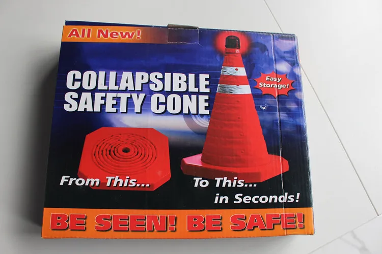 LED Flashing Warning Light Portable Foldable Expandable Safety Cone Retractable Road Cone Collapsible Traffic Cone