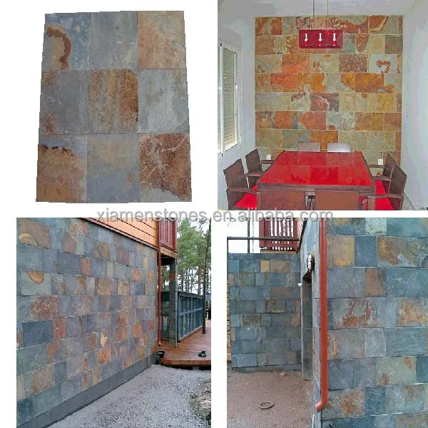 Multi Color Oxidado Antiguos Baldosas de Piedra de Pizarra Natural