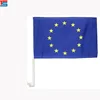 High quality 100D polyester country car flag with plastic pole European Union car flag