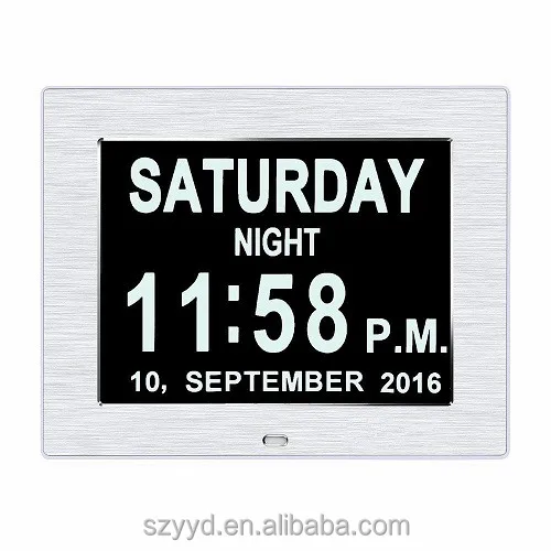 7/"LED Demenz Digitaler Kalender Tag Uhr Zeit Tag //Woche Monat Jahr NEU