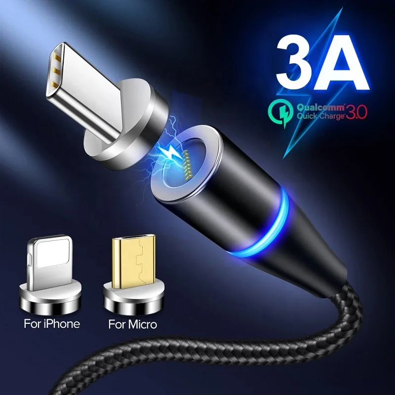 

Factory 3 in 1 1m Nylon Magnetic USB Cable, Black/blue/silver/red