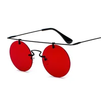 

wholesale small moq in stock Personality round rimless fashionable red retro glasses vintage sun shades sunglasses women men