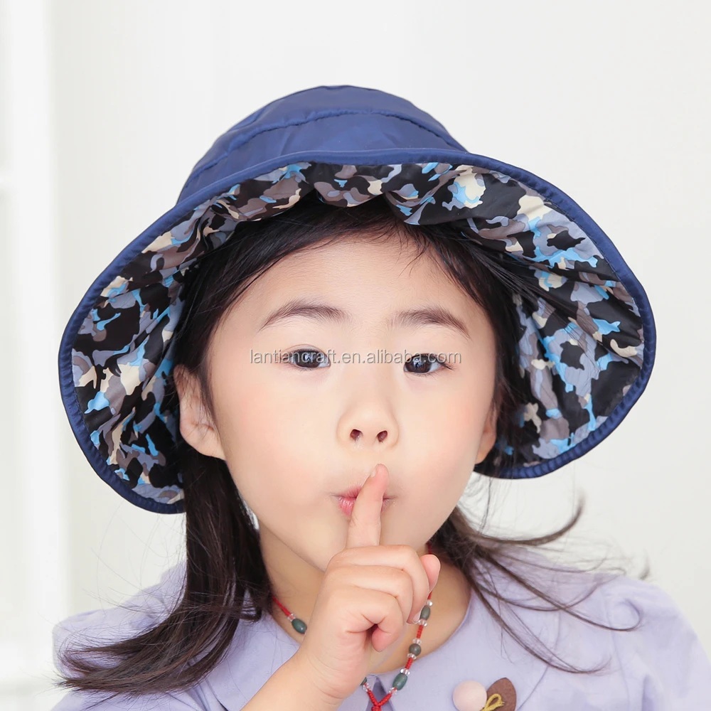 Reversible Summer Kids Sun Hat Girls Boy Visor Floppy Wide Brim