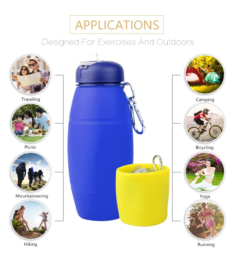 Compressible Silicone Personalized Water Bottles With Lid - Buy ...