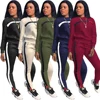 Latest design side striped plus size hoodie sport suit two piece set women clothing