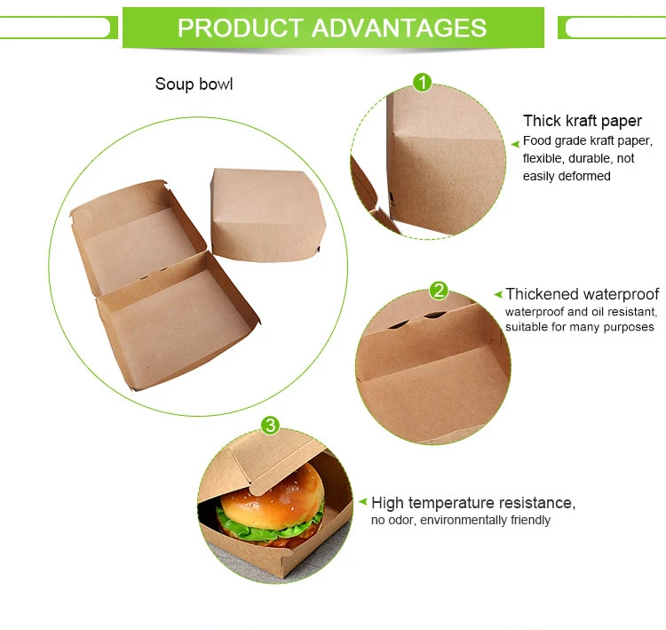 disposable burger paper box, takeaway paper hamburger box