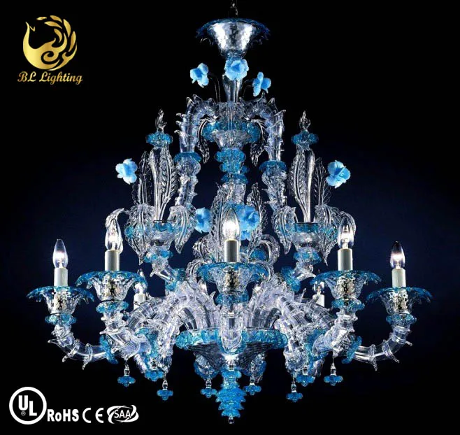 italian blue murano chandeliers indoor blown glass lights blue glass chandelier hotel decoration