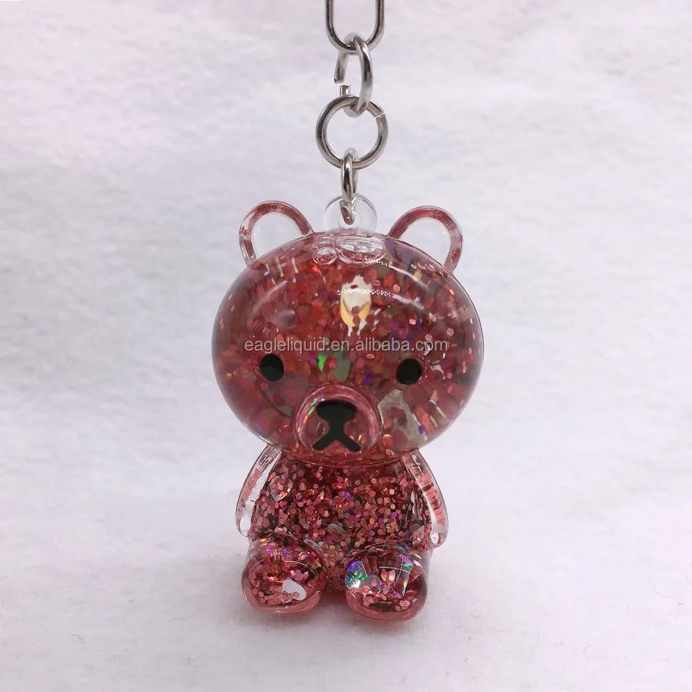 Bear Shape Acrylic Liquid Keychain Glitter Fluid Inside Keyring - Buy ...