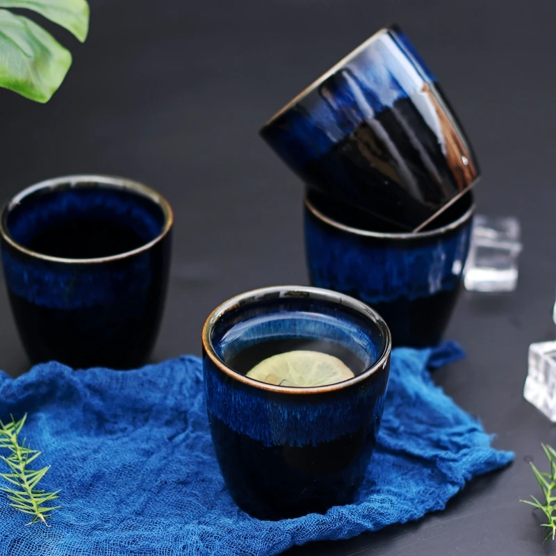 Ceramic japanese matcha cup fambe cup without handle lemon mug
