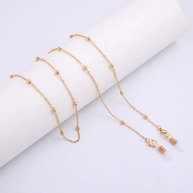 

2mm Beads Copper Silver Plating Reading Spectacles Cord Holder Metal Eye Beaded Gold Sunglasses Glasses Chain For Sunglasses