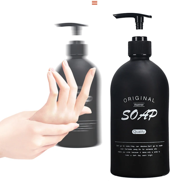 
Amazon Hot Sale 500ml 16oz Matte Black Customizable Screen Printing Boston Glass Soap Dispenser Bottle 