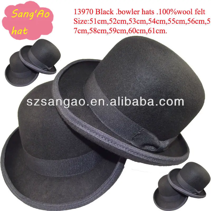 

Wholesale black perfect bowler hat with warm design and white lining