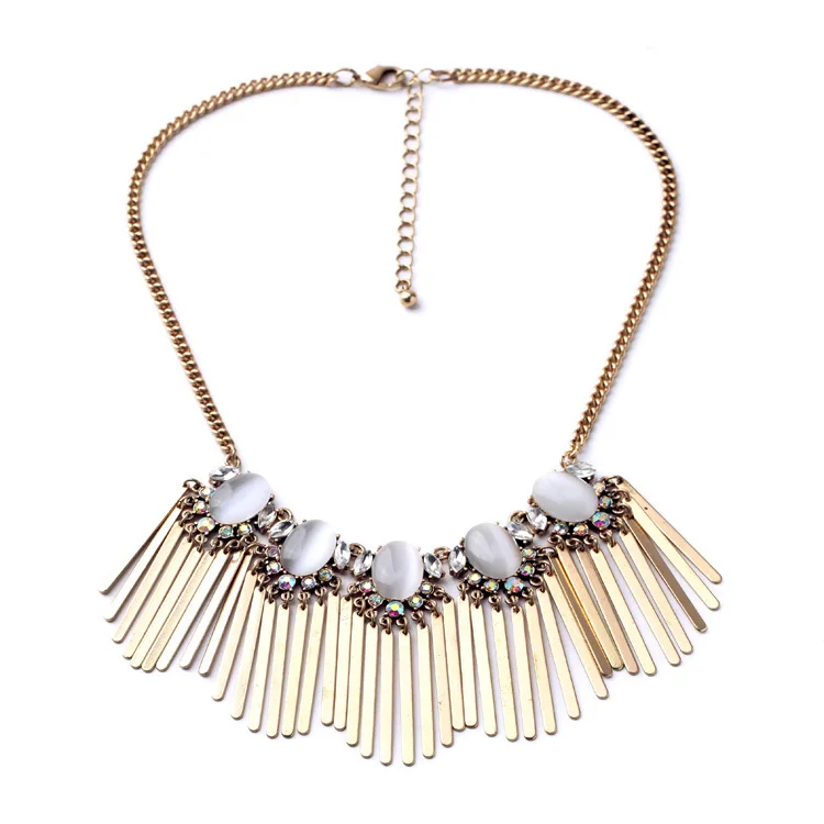 

xl01610 Zinc Alloy Vintage Gold Chain Pendant Alloy Tassel Necklace Jewelry Gold, As picture
