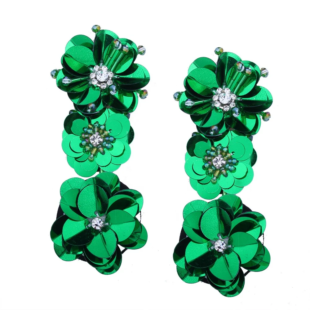 

SH1360 New Fashion Bohemia Rhinestone Drop Earrings Jewelry Female Sequins Beaded Flower Earrings