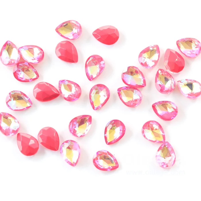 Factory Wholesale High Quality Mocha Shimmer Series Glass Pointed Back Teardrop MK Colors Rhinestones for Nail Art Decoration