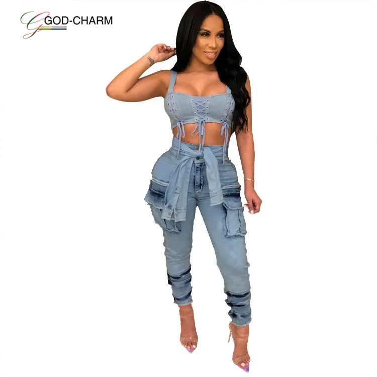 

GC-66862529 Wholesale Unique Design Denim Jeans Cargo Style New Fashion Women Jeans Pants Clothing Washed Jeans Women Denim