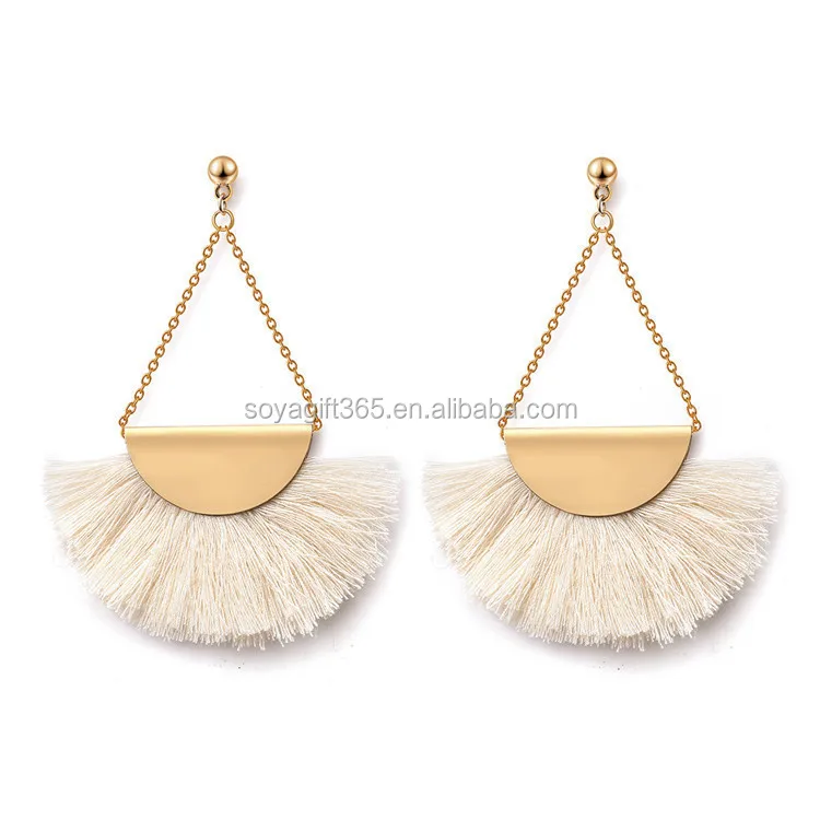 

Fashion Fan-shaped Tassel Earrings Boho Drop Earrings for Women Accessories, Picture