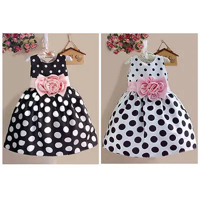 Fashion Princess Baby Kids Girls Party Wedding Polka Dot Flower Gown Sleeveless font b Fancy b