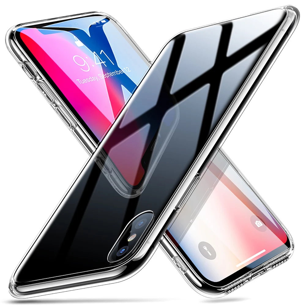 ESR mobile phone case for iPhone X/ 10 9H Tempered Glass phone case Soft Silicone Bumper cover case for Apple iphone x/10