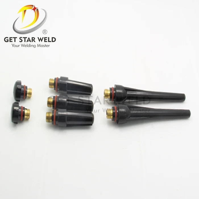 5 x TIG TORCH SHORT BLACK BACK CAP WELD WELDING SPARE CONSUMABLE FOR WP-17 WP-26 