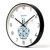 Creative ceramic painting living room metal wall clock