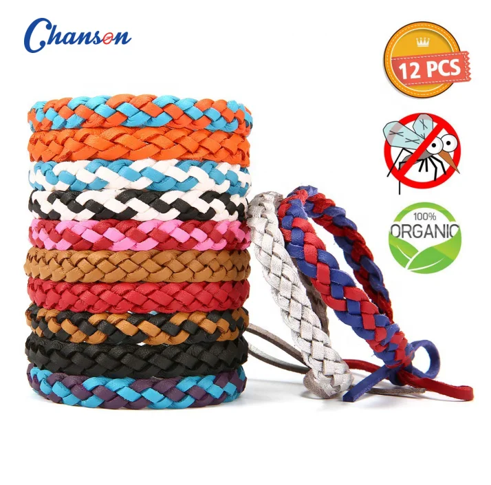 

12 pack Keeps Bugs and Insects Away Scented waterproof Leather Mosquito Repellent Bracelet, 26 kinds