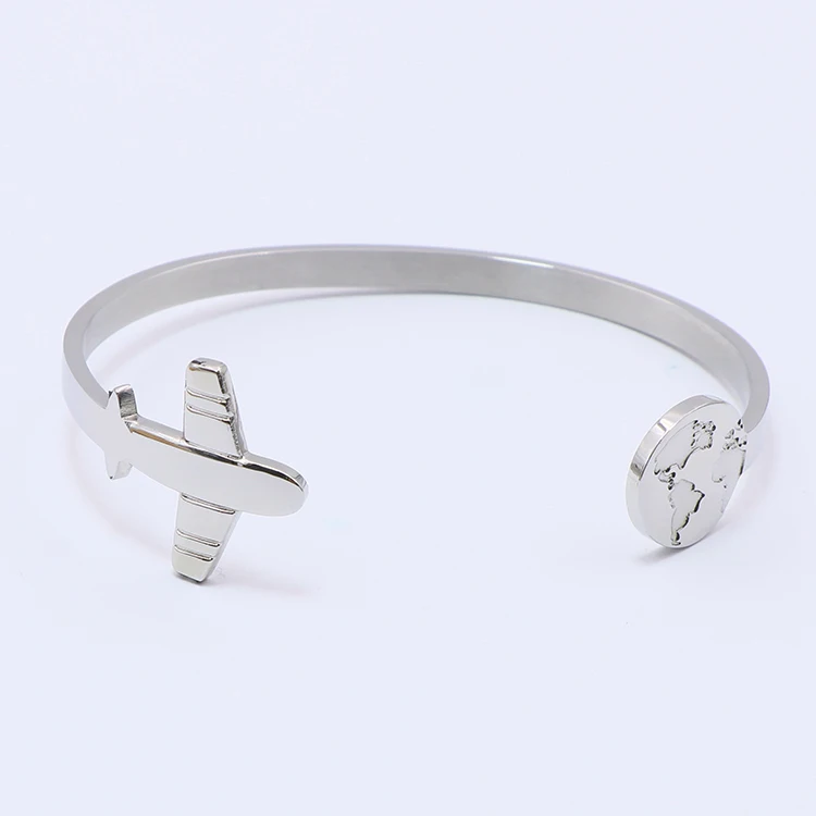 

inspirational bracelet women silver stainless steel cuff bracelet wholesale fashion design airplane bangle bracelet