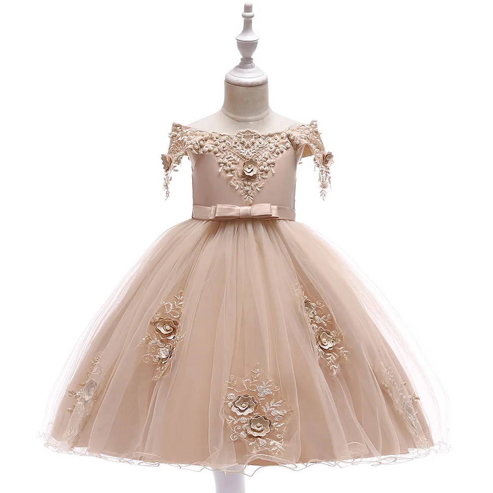 

Hot Sale New Style Girls Dress Children Clothes Kids Party Dress, Pink/champagne/red/blue/sky blue/gray