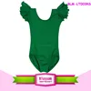 High quality Christmas kids train dance wear girl red stripe green flutter sleeve leotard baby clothes wholesale ballet leotard