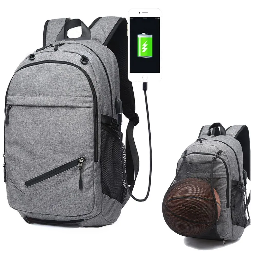 

2018 New Arrivals water resistant USB backpack outdoor travel bag with basketball